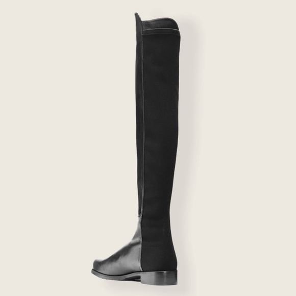 Stuart Weitzman CITY 5050 Black Leather Knee High Stretch Slip On Boot Stretch 8 - Picture 6 of 11